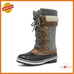 Women's Mid-Calf Waterproof Winter Snow Boots with 200g Insulation